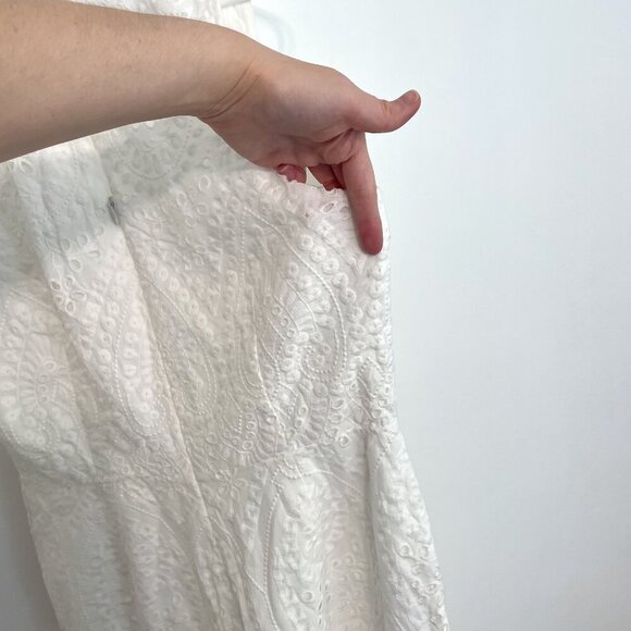 NEW NWT TRINA TRINA TURK Scallop Hem Eyelet Cropped Jumpsuit Cream Ivory ?? Boho - Picture 16 of 16